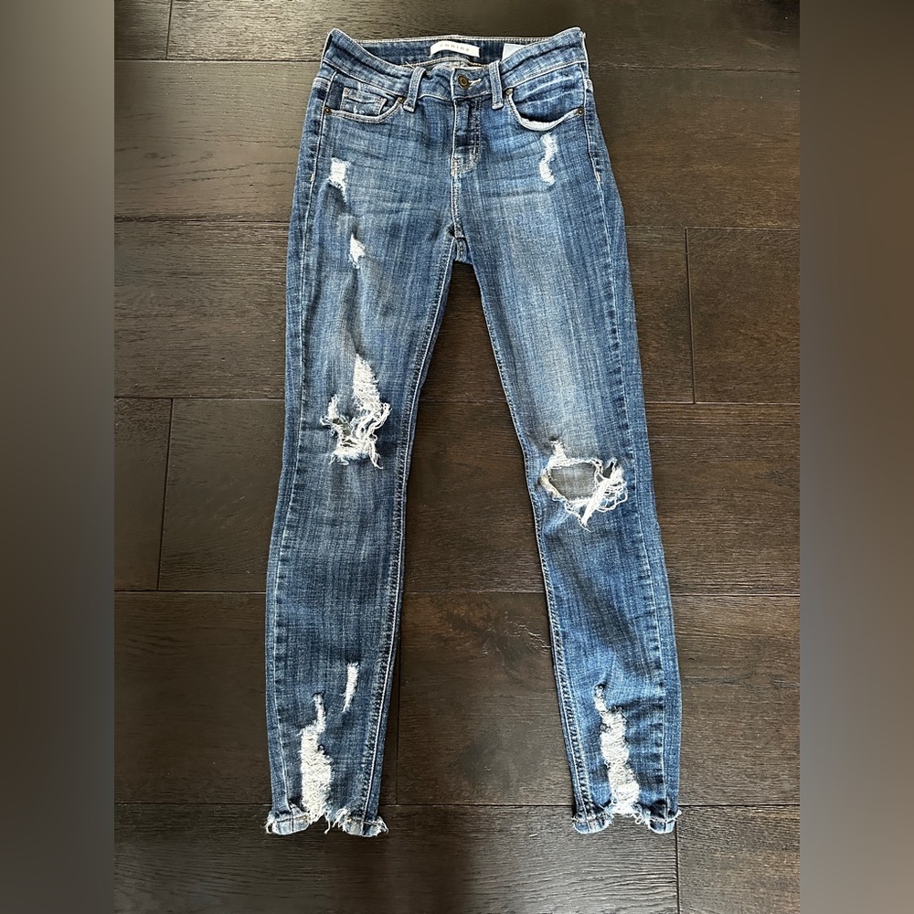Mid-Rise Ripped Jeans